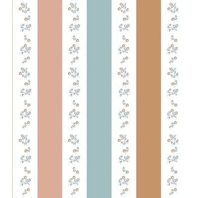 Baby behang Dekornik Portofino Colour Stripes With Flowers