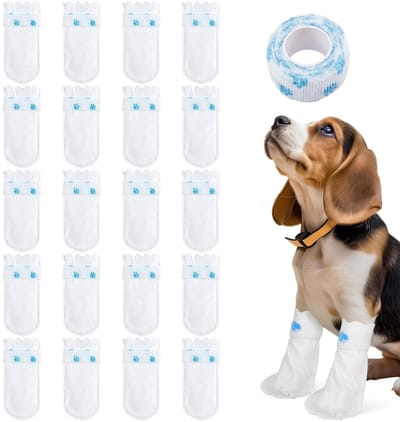 Dailygoods- Hondenvoetafdekkingen 20 Stuks - Hondenlaarzen - Antislip - Verstelbare Bandage - Vuilbescherming - Voor Kleine Hondenpoten - Hondenschoenen