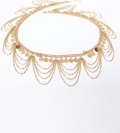 KIMU® Buikketting Goud - Buikriem Gouden Buik Ketting Muntjes - Belly Chain Sexy Buikdansen Buikdanser Anna Buikdanseres Nina Heupketting Boho Bohemian Vintage Festival
