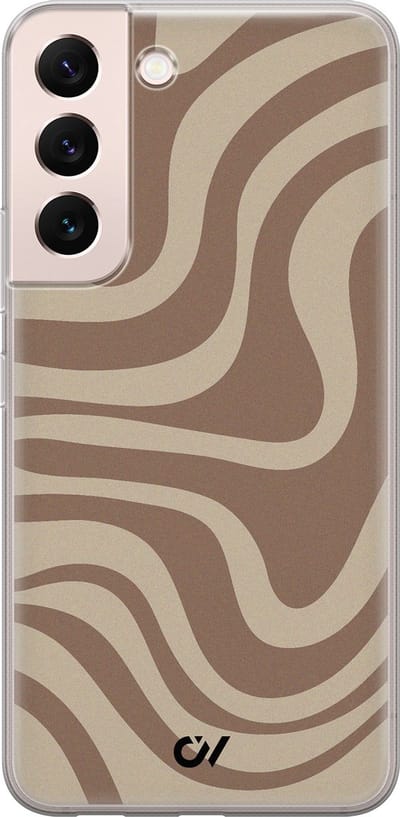 Hoesje geschikt voor Samsung Galaxy S22 hoesje - Brown Abstract Waves - - Bruin - - Casevibes