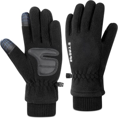 Winterhandschoenen voor Mannen en Vrouwen - Warme Touchscreen Sporthandschoenen met Antislip en Elastische Pols voor Skiën, Fietsen en Hardlopen - Zwart 27.5*10.5cm