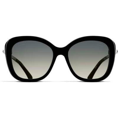 Chanel Parel Arm Vierkant Zonnebril Gepolariseerd Zwart 55mm Ovaal Zonnebril Unisex zonnebril CH5339HA-C501S8 Basic Packaging-Eyeglass Case+Box,F,Black