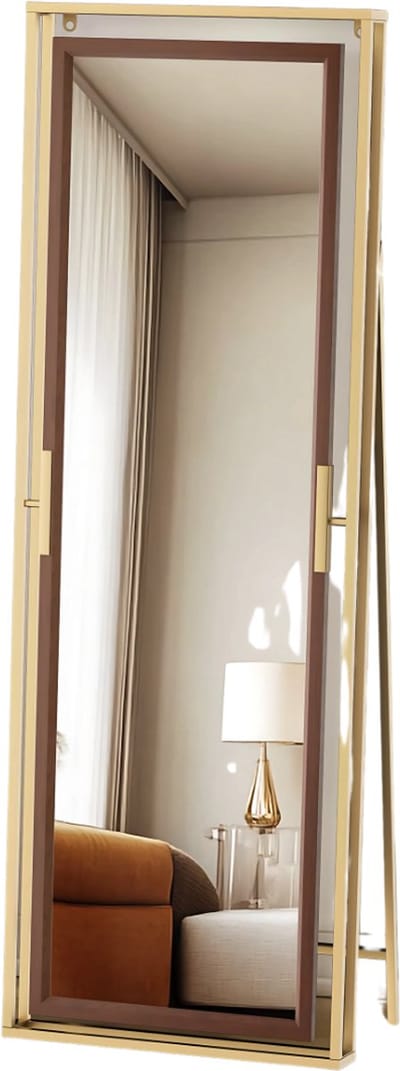 Spiegel Luminara - Grote Passpiegel 160 cm - Staande of Wandmontage - Modern Metaal Frame - Voor Slaapkamer, Woonkamer & Kast