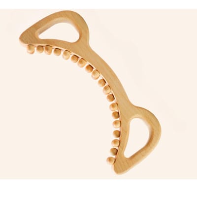Handheld Gebogen Massager Houten Massagehulpmiddel voor Volledige Lichaamsmassage Handmatig Massagehulpmiddel Oefening en Ontspanning beige