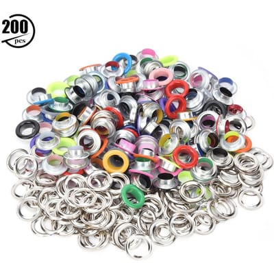 200 Stuks   Kleurrijke Metalen Oogjes van IJzer   Zak Schoenen Kleding Decoratie 8mm/10mm met 200 Stuks Ring