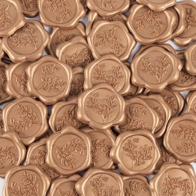 100 Stuks Wax Seal Stickers voor Trouwen, Cadeauverpakking en Feestdecoraties - Eucalyptus en Gouden Waxzegels voor Uitnodigingen