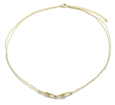 Ketting - Hangers Ovaal - RVS - Lengte 39-44 cm - Goudkleurig