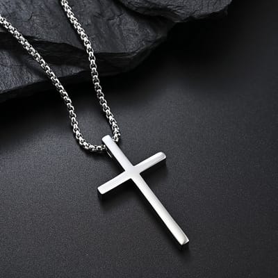 VANDAAG VERZONDEN - Ketting - Cor&Sinho® - Staal - Kruis 5cm - Christelijk - Bijbeltekst
