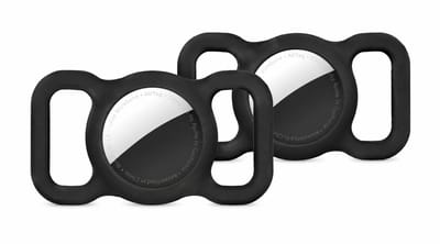 2 stuks Siliconen beschermhoes voor Apple Airtag GPS Finder Hond Kat Halsband Lus Huisdier Loop Houder voor Air tag, voor Apple Locator Tracker Anti-Lost Device (zwart)