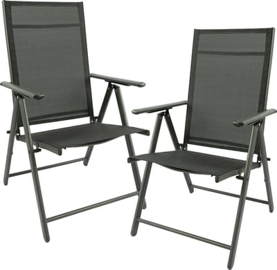 MaxxGarden Aluminium Tuinstoel - Campingstoel Inklapbaar - Kampeerstoel Opvouwbaar - 2 stuks Vouwstoelen - zilver/zwart