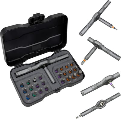 Ryoudavell - 24 in 1 Precisie Ratelschroevendraaierset - met S2 Bits & Afneembare T-Handgreep - Gereedschapset voor Meubelmontage, Fietsreparatie en Elektronica, Computeraccessoires