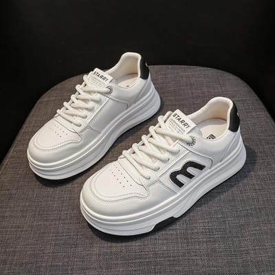Diksoldige Verhogende Board Schoenen Lente en Herfst Nieuwe Leren Kleine Witte Schoenen Damesschoenen Veelzijdig en Lichtgewicht Casual Sportschoenen 40 gray