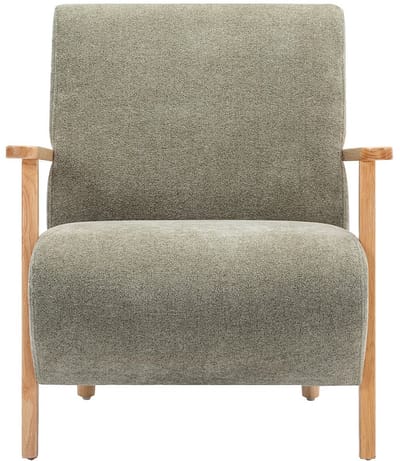 Vente-unique Fauteuil van groene stof en hout JULOMO