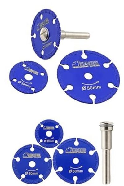 Diamantdoorslijpschijf Set 30/40/50 mm met 6 mm Afgeronde Schacht - Voor Hardmetalen, Legeringen, Ijzer, Marmer, Graniet en Metselwerk - 6 Stuks