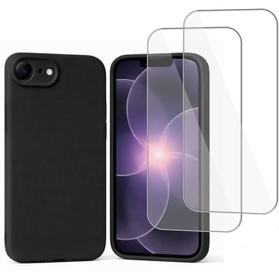 ChiGuard Hoesje & 2x Screenprotector geschikt voor iPhone 17e – Gehard Glas Cover - Case - Zwart