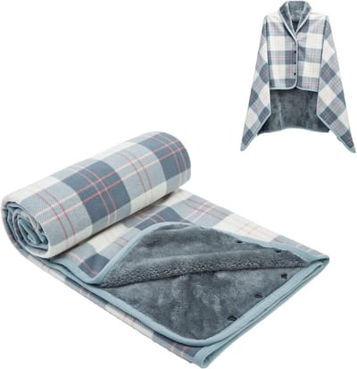 Dames Poncho Fleece Deken - Draagbare Plaid Deken voor Comfort op Bed, Bank en Kantoor met Knopen