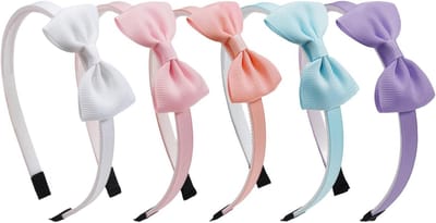 Set van 5 Meisjes Haarbanden met Strik voor Kinderen - Feestelijke Accessoires in Diverse Kleuren voor Verjaardagen en Speciale Gelegenheden