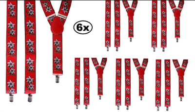 6x Bretel Tiroler rood met edelweissbloem