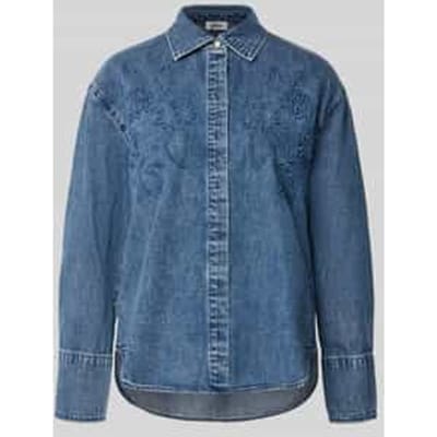 Loose fit jeansblouse van zuiver katoen