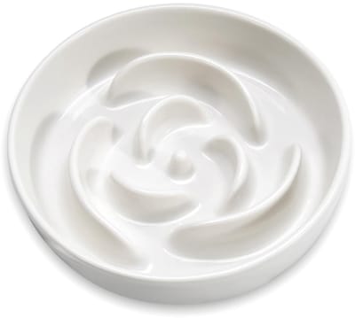 Keramische slowfeeder — Geschikt voor kleine honden en snel-etende katten — Wit