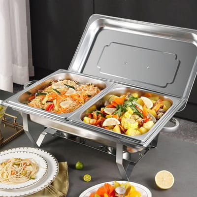 Dailygoods Chafing Dish | Voedselverwarmer van roestvrij staal | Voedselverwarmer | Verwarmingscontainer | Rechaud voor