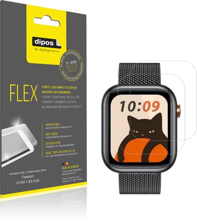 dipos – 2x Beschermfolie geschikt voor Taopon G104 1.83 Zoll | 3D Full Cover Screenprotector | 100% Passend