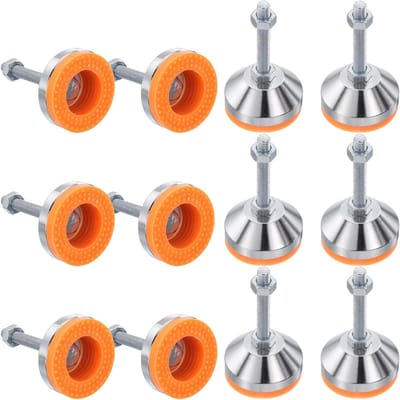 QUARKZMAN 12 stuks verstelbare nivelleringspoten voor zware belasting, 50 mm diameter basis M8 x 50 mm schroefdraad, antislip schokabsorberende meubel-nivelleringspoten voor werkbank, machine, kast