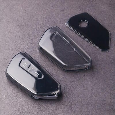 Housse de protection transparente noire portable pour clé de voiture Vw Volkswagen Golf 8 Mk8 Id3 Id4 Cupra Skoda Octavia A8 Seat Formentor Tarraco black