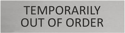 CombiCraft Aluminium deurbordje Temporarily out of order 165x45mm met tape - per stuk