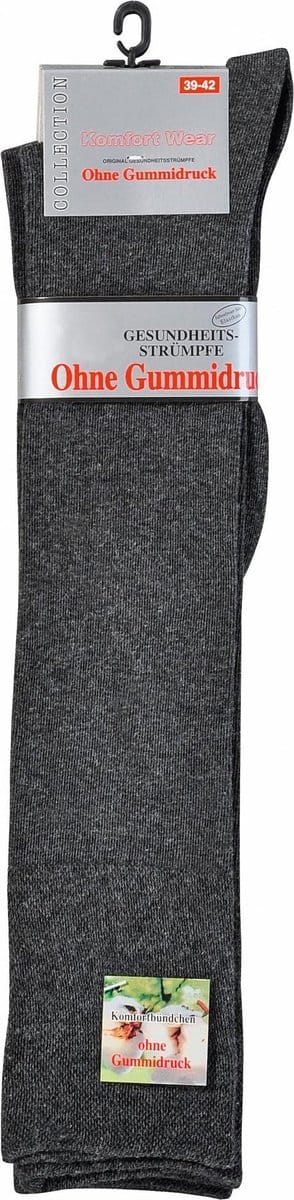 2 Paar unisex top kwaliteit katoenen kousen – naadloos – zonder elastiek – antraciet grijs – maat 43/46