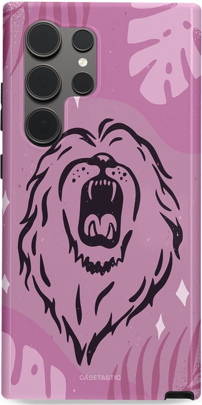 Casetastic hoesje geschikt voor Samsung Galaxy S24 Ultra - Dubbellaagse bescherming - Trots en vurig - Fashion Case - Lila Lichtroze Donkergrijs