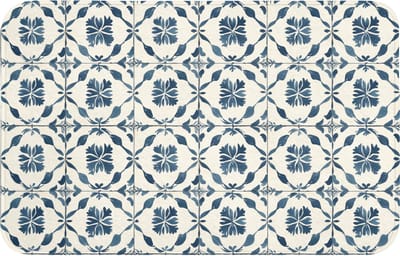 Badmat 80x50 cm - Antislip - Grafisch - Tegel - Blauw - Badmatten voor badkamer - Badkamermat - Douchemat - Badkamer mat