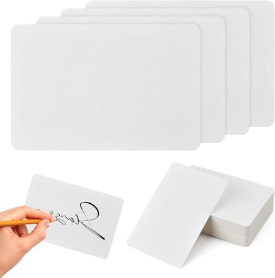 Allecto Plus - Set van 100 witte kraftpapieren kaarten 10 x 15 cm A6 - DIY leer- en wenskaarten met enveloppen