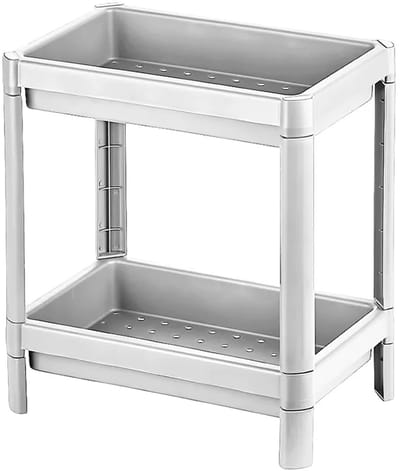 Keukenrek - 2-laags - Rekje - Badkamer - Opbergrek - Multifunctioneel - Aanrecht - Make-up - Parfum - Organizer - Kunststof Wit