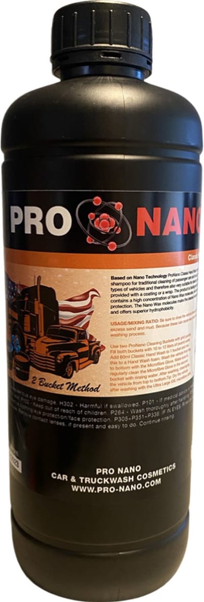 ProNano | ProNano Classic Hand Wash 1L | Nano Technology | De ultieme PH neutrale shampoo voor het traditioneel reinigen van personenauto’s en vrachtwagens. Het product is veilig voor alle soorten voertuigen.