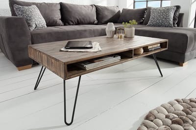 Handgemaakte salontafel SCORPION 110 cm acacia haarspeldpoten