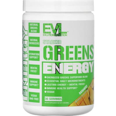 EVLution Nutrition, Stacked Greens Energy, Mangue, 7,2 oz (204g)