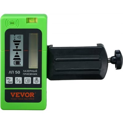 VEVOR Professionele laserontvanger 60m bereik laserdetector voor pulskruislijnlaser ±1,5 mm nivelleringsbereik 1,5V batterijen 20 uur gebruiksduur Dubbel LCD-scherm met achtergrondverlichting
