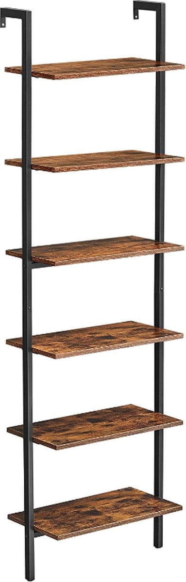 MIRA Home - Boekenplank - Ladderplank - Bruin - Hout/Metaal - 60x30x204,8cm