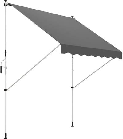 Outsunny - Luifel - met Zwengel - 3 x 1,5 m - Grijs