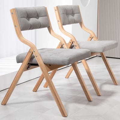 Klapstoel Set van 2 – 45 x 43 x 76,5 cm – Inklapbare Gestoffeerde Eetkamerstoelen met Dikke Zitting en Rugleuning – Ergonomische Houten Vouwstoelen voor Binnen & Buiten – Geen Montage – Mobili Bella