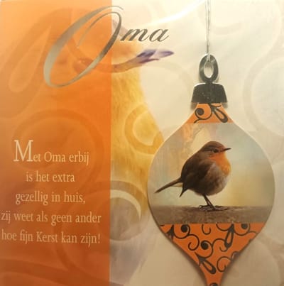 Luxe Kerst Nieuwjaar Wenskaart Oma - Kersthanger met Koord - Speciale Tekst Kaart - Fijne Feestdagen - 138525 - Kerstmis - Christmas - Weihnachten - Noel - Vierhoek 16x16cm - Met Envelop - Art of Cards - 1 Stuks