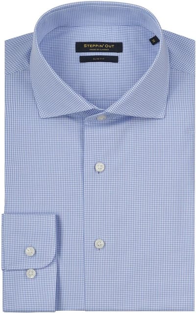 Steppin' Out Overhemd Slim-Fit Ruit Lichtblauw - Maat XXL - Heren