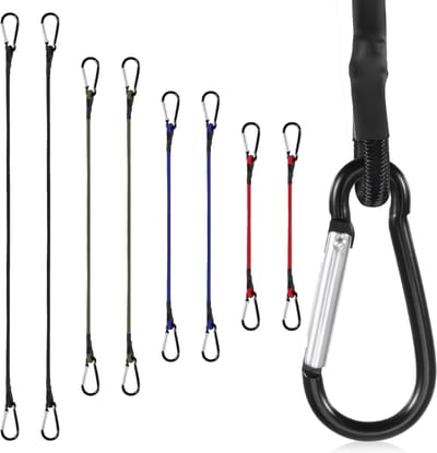 8 stuks spanrubber met karabijnhaak, (120 cm/80 cm/60 cm/40 cm), expander, met karabijnhaak, bagagespanner, zwart, extra sterke rubberen spanner voor tarps, fietsen, motorfietsen, autolading, enz
