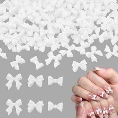 Dailygoods- Nail Charms 150 Stuks - Boog Nail Charms - Witte Strik Charms - 3D Nail Art Decoratie - Hars Boog Nail - DIY Nail Accessoires