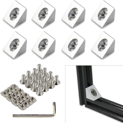Aluminium Hoekbeugels - Verbindingsstukken Profiel - Frame Constructies - Inclusief Schroeven Moeren - 20x20mm - Zilver