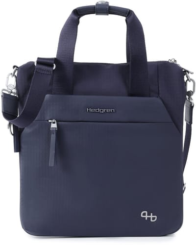 Hedgren ROKU verticale totebag 13 inch – Uitbreidbare werktas – RFID-bescherming – Gerecycled materiaal - Peacoat Blau
