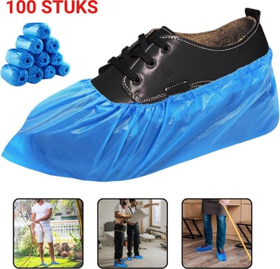 100 Stuks Wegwerp Waterdichte Overschoenen – Plastic Antislip Voetbeschermers – PE Indoor Schoenovertrek – Hygiënisch en Gewatteerd voor Bezoek en Werk