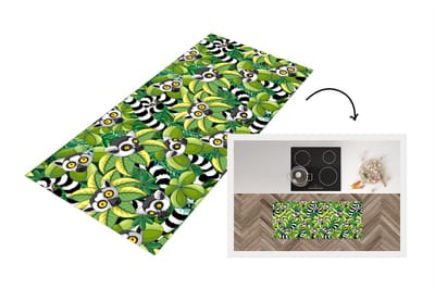 Keukenloper - Loper keuken - Patroon - Jungle - Ringstaartmaki - 120x50 cm - Keukenloper vinyl
