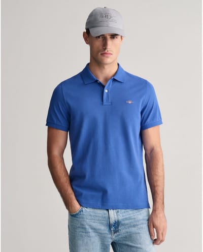 GANT heren polo shirt pique shield logo blauw II